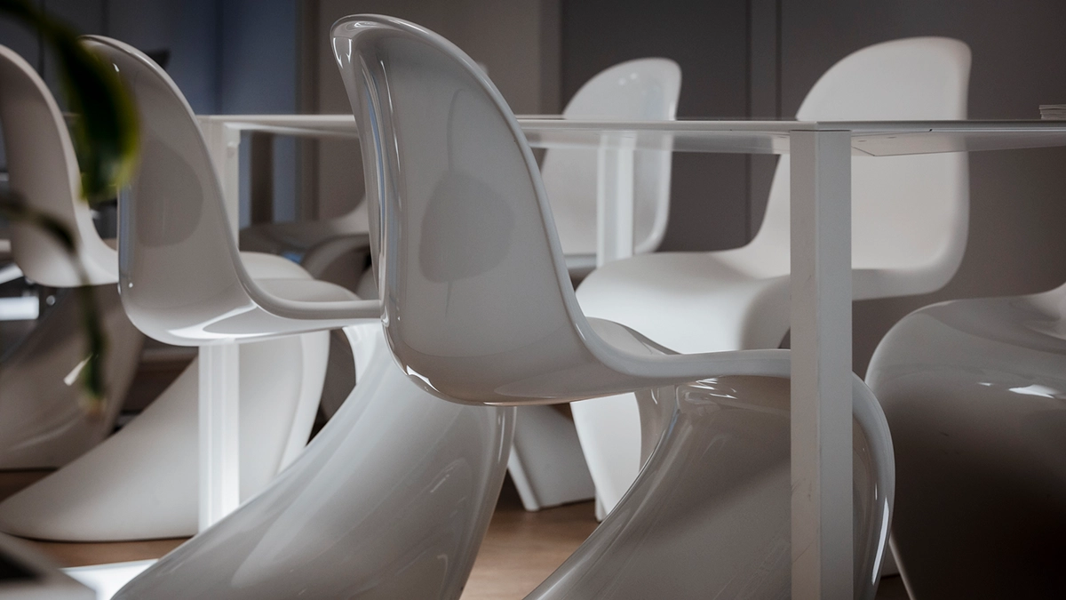 Meeting room with designer chairs in the BKN301 office