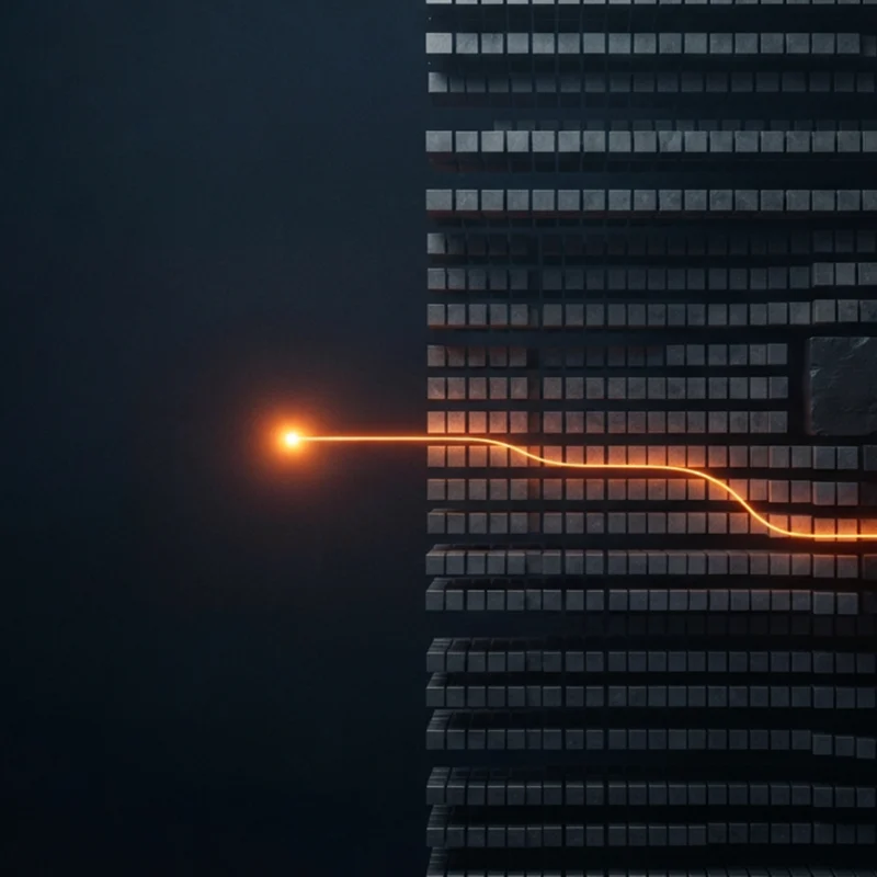 Abstract visualisation of a single payment signal routed through layered modular infrastructure