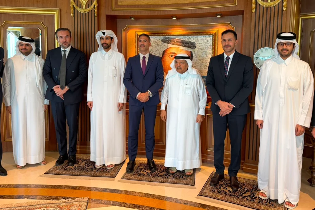 Al Faisal Holding and BKN301 executives at the partnership meeting in Doha, Qatar