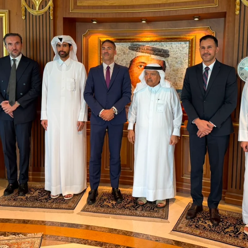Al Faisal Holding and BKN301 executives at the partnership meeting in Doha, Qatar