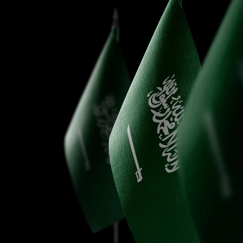 Flags of Saudi Arabia, the market analysed in BKN301's tokenisation outlook to 2030