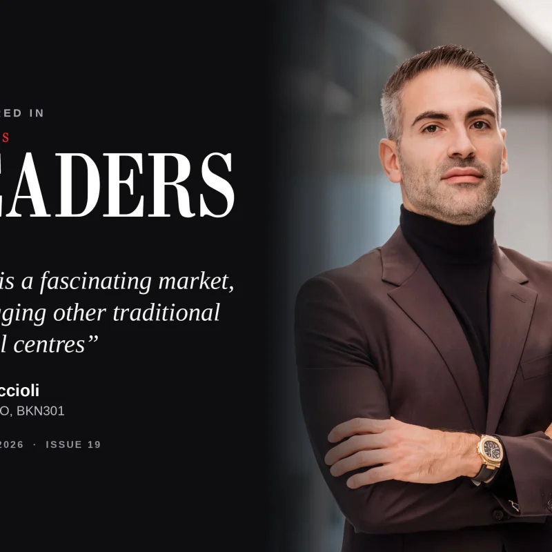 Stiven Muccioli, Founder and CEO of BKN301, featured in Business Leaders magazine (September 2026) on Qatar fintech, venture capital and financial infrastructure